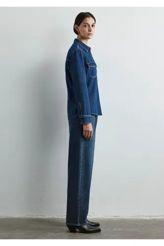 Levia Classic Denim To‘q Jean Ko‘ylak Fitted / Vücu - 5