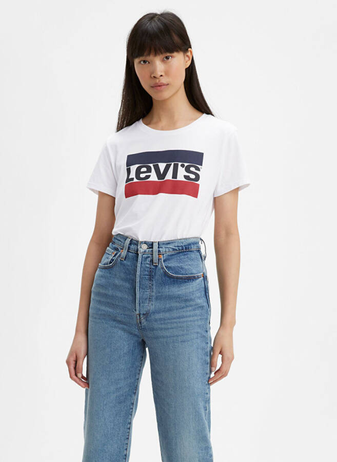 Levi's 17369-1313 Crew Neck Short Sleeve Printed White Women's T-Shirt - 1