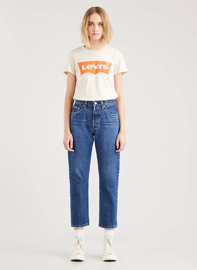 Levis 501 Crop Local Koyu Lacivert Yüksek Bel Regular Kadın Denim Pantolon - 16