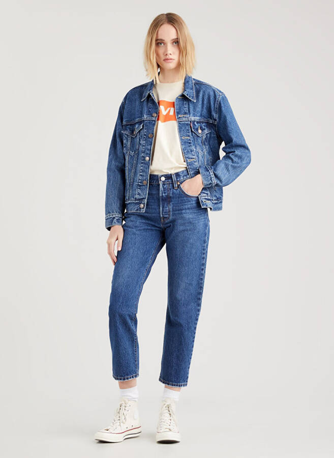 Levis 501 Crop Local Koyu Lacivert Yüksek Bel Regular Kadın Denim Pantolon - 26