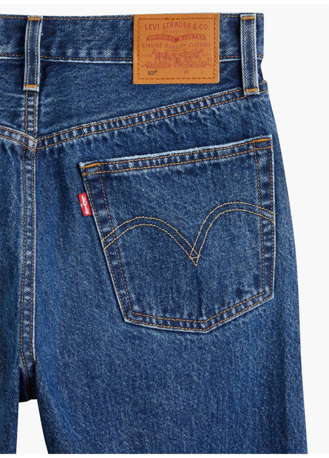 Levis 501 Crop Local Koyu Lacivert Yüksek Bel Regular Kadın Denim Pantolon - 35