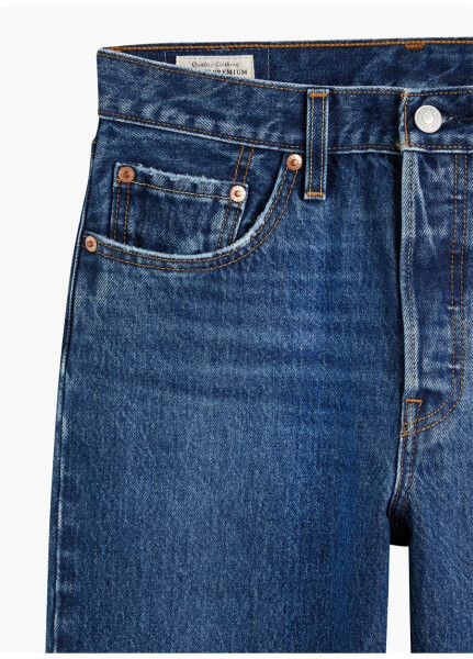 Levis 501 Crop Local Koyu Lacivert Yüksek Bel Regular Kadın Denim Pantolon - 36