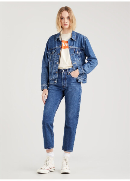 Levis 501 Crop Local Koyu Lacivert Yüksek Bel Regular Kadın Denim Pantolon - 38