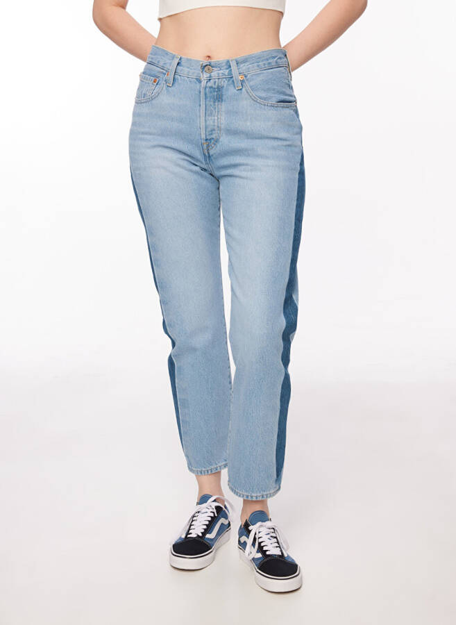 Levi's 501 Crop Ochchiq ko'k yuqori belli ayollar uchun jinsi shimlari NEVER FADE - 8