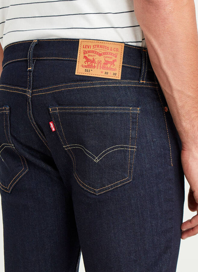 Levis 511 Slim İndigo Normal Bel Erkek Denim Pantolon DARK HOLLOW LOC 04511-4497 - 5