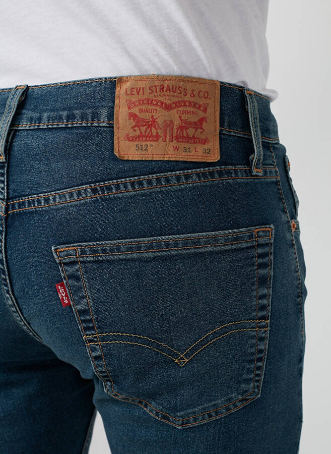 Levi's 512 Slim Taper Kivry Cove Local ko'k rangli erkaklar uchun o'rta bel, tor, toshli denim shim - 7