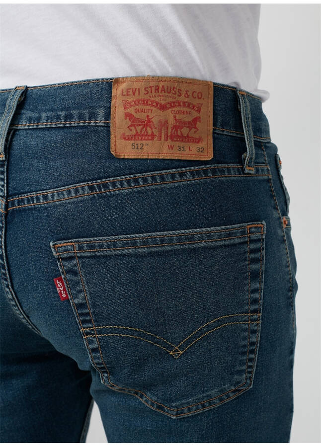 Levi's 512 Slim Taper Kivry Cove Local ko'k rangli erkaklar uchun o'rta bel, tor, toshli denim shim - 23