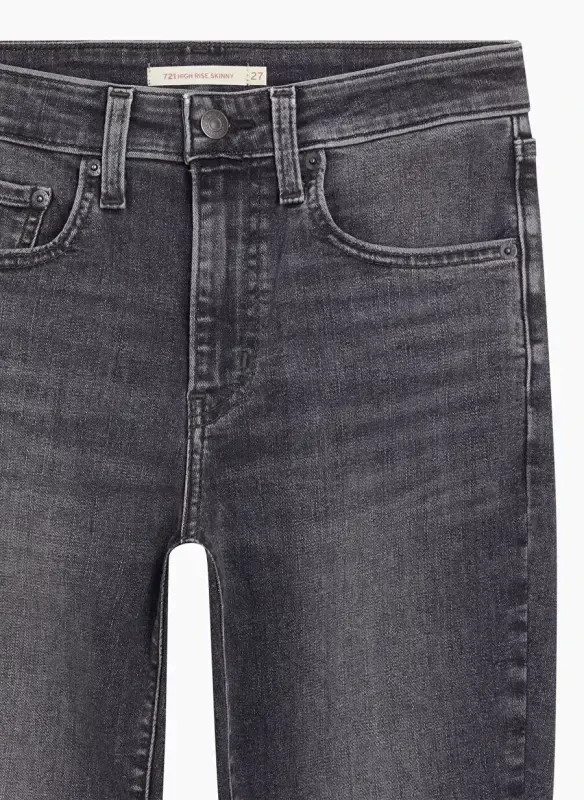 Levis 721 Qora Ayollar baland belli denim jinsi shim HIGH RISE SKINNY RIVER ROCK LSE - 7