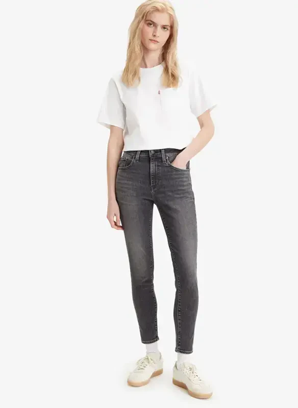 Levis 721 Qora Ayollar baland belli denim jinsi shim HIGH RISE SKINNY RIVER ROCK LSE - 9