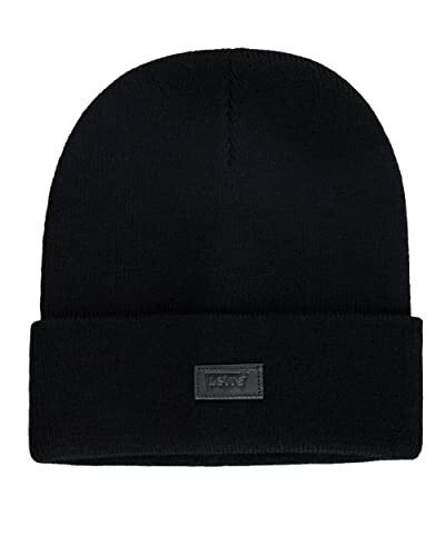 Levi's All Season Comfy Leather Logo Patch Cuffed Hero Beanie - 18