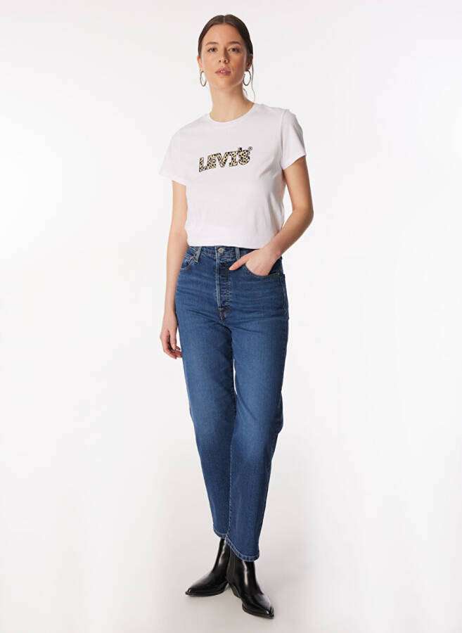 Levi's Dark Blue Women's High Waist Denim Pants RIBCAGE STRAIGHT ANKLE DIAL UP THE - 7