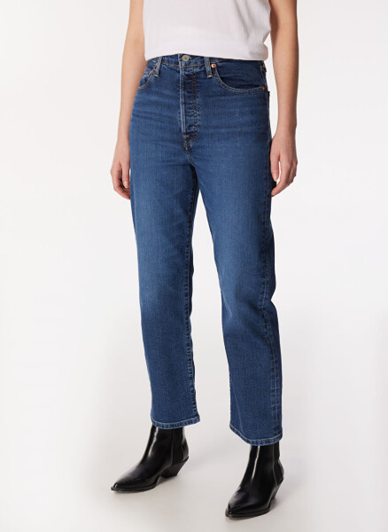 Levi's Dark Blue Women's High Waist Denim Pants RIBCAGE STRAIGHT ANKLE DIAL UP THE - 8