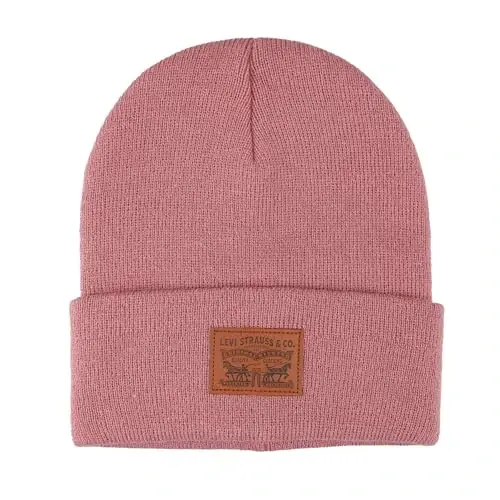 Levi's erkaklar uchun hamma faslga mos Hero Beanie yumshoq trikotajli manjetli qishki shlyapa, issiq va qulay kundalik uslub 