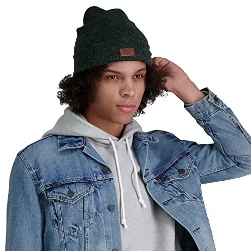 Levi's erkaklar uchun hamma faslga mos qahramon shapka yumshoq trikotaj manjetli qishki shapka, issiq va qulay kundalik uslub - 6