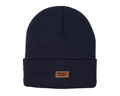Levi's erkaklar uchun har mavsumga mos Hero Beanie yumshoq to'qilgan qirrali qishki shapka, issiq va qulay kundalik uslub 