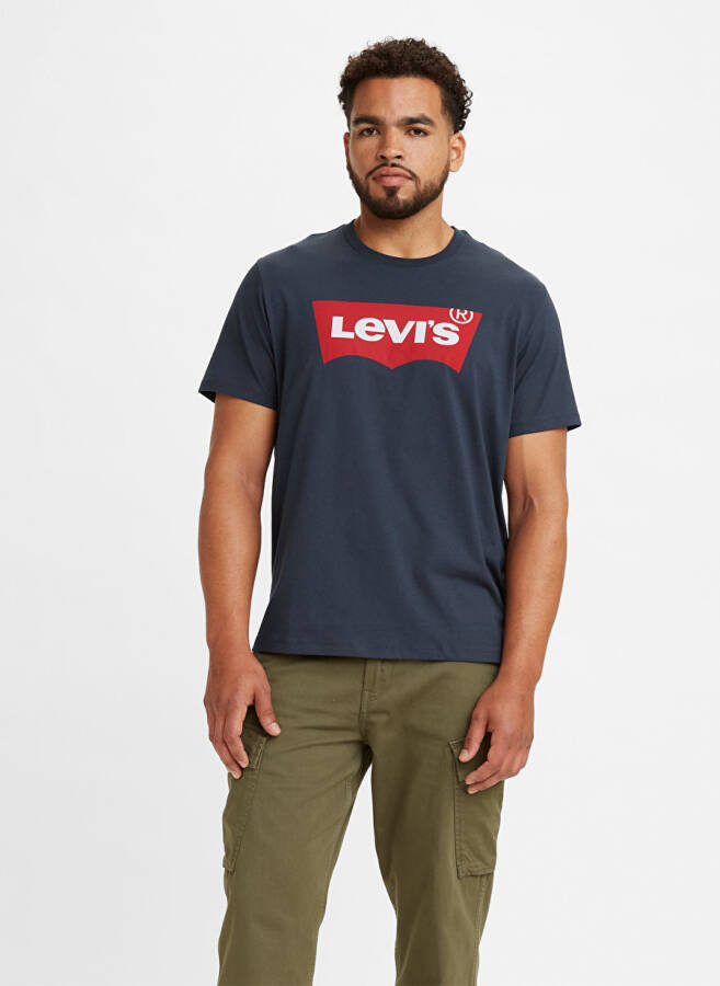 Levi's Erkaklar uchun ko'k rangli krujka bo'yinli futbolka - 1