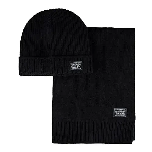 Levi's Men's Classic Winter Warm Knit Beanie Hat and Scarf Set - MODAZONE