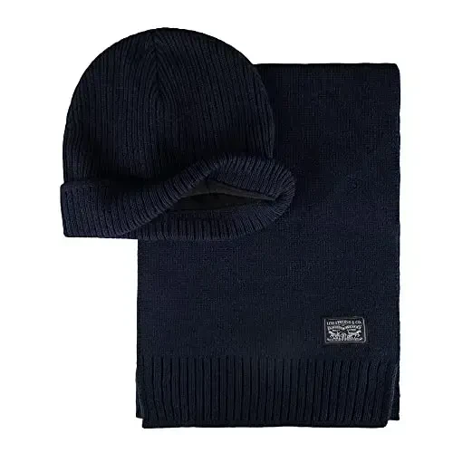 Levi's Men's Classic Winter Warm Knit Beanie Hat and Scarf Set - 2