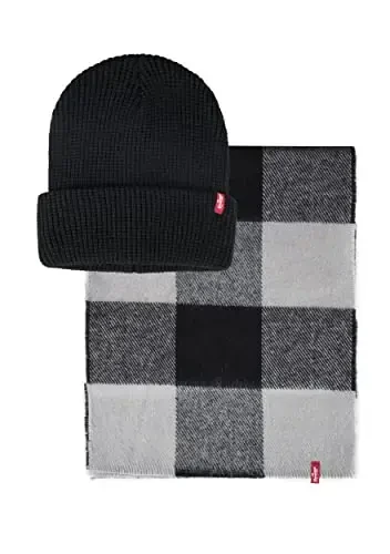 Levi's Men's Classic Winter Warm Knit Beanie Hat and Scarf Set 
