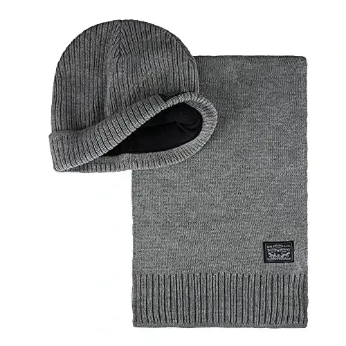 Levi's Men's Classic Winter Warm Knit Beanie Hat and Scarf Set - LEVI'S (1)