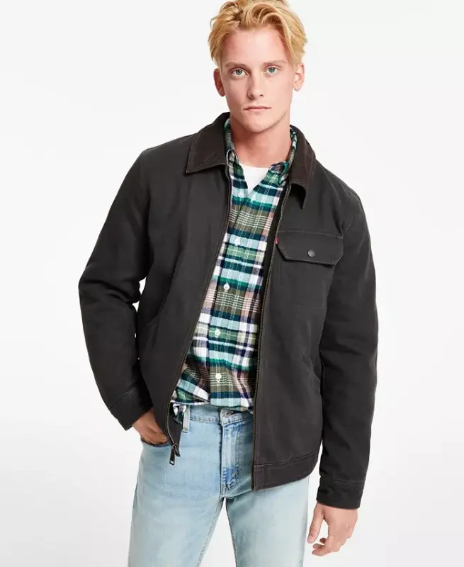 Levi’s® Men's Cotton Canvas Zip-Front Utility Jacket-Olive - LEVI'S