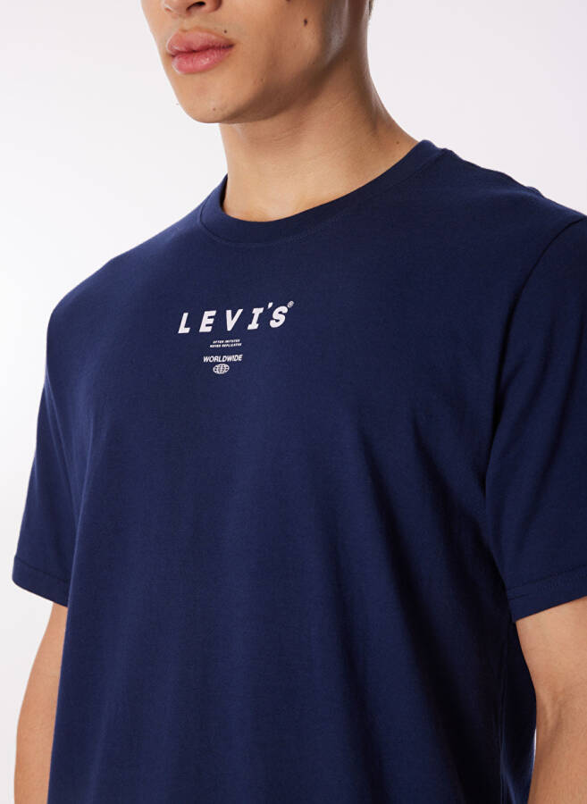 Levis Erkek T-Shirt, Mavi, Baskılı, Bisiklet Yaka - 5