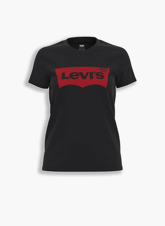 Levis Kadın Bisiklet Yaka Baskılı Siyah T-Shirt - 4