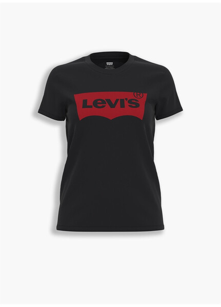 Levis Kadın Bisiklet Yaka Baskılı Siyah T-Shirt - 8