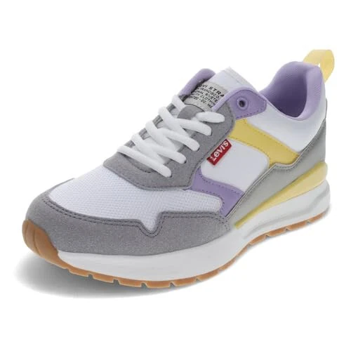 Levi's Womens Oats 2 Synthetic Leather Casual Trainer Sneaker Shoe, White/Lilac/Sunlight, 10 M - MODAZONE