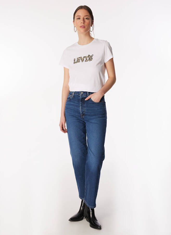 Levi's Koyu Mavi Kadın Yüksek Bel Denim Pantolon RIBCAGE STRAIGHT ANKLE DIAL UP THE - 2