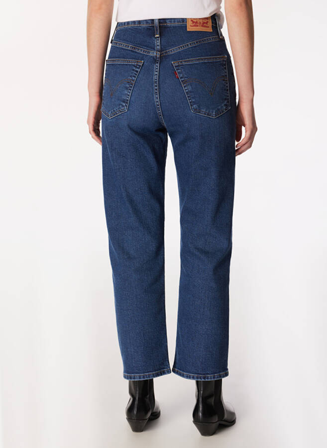 Levi's Koyu Mavi Kadın Yüksek Bel Denim Pantolon RIBCAGE STRAIGHT ANKLE DIAL UP THE - 5