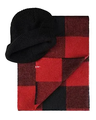 Levi's Men's Classic Winter Warm Knit Beanie Hat and Scarf Set - 2