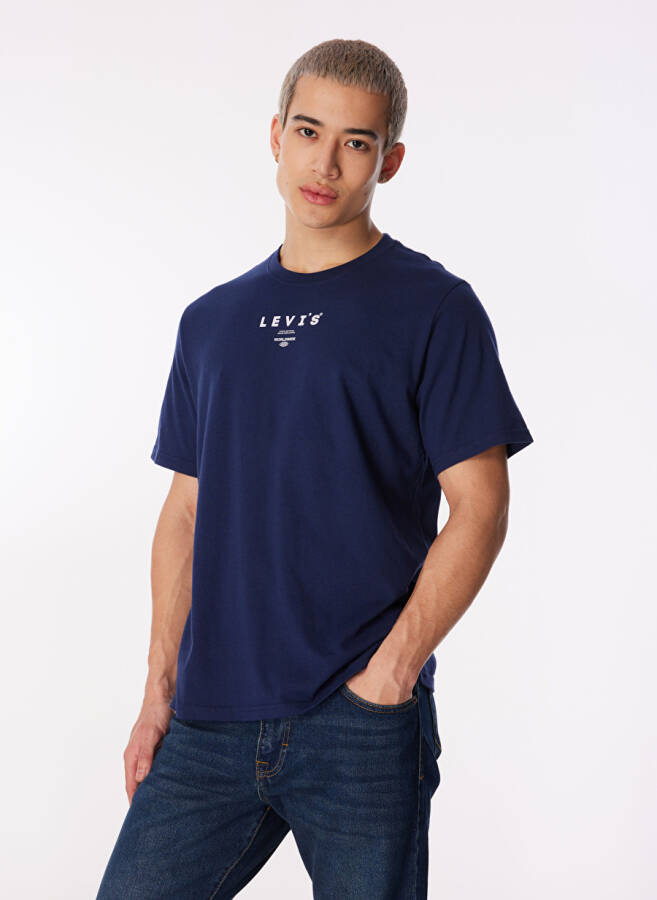 Levis Men's T-Shirt, Blue, Printed, Crew Neck - 3