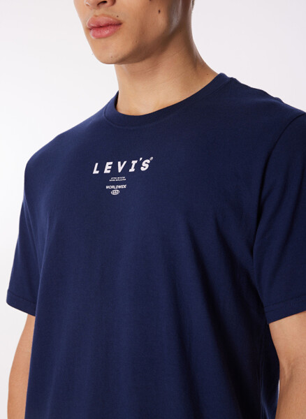 Levis Men's T-Shirt, Blue, Printed, Crew Neck - 5