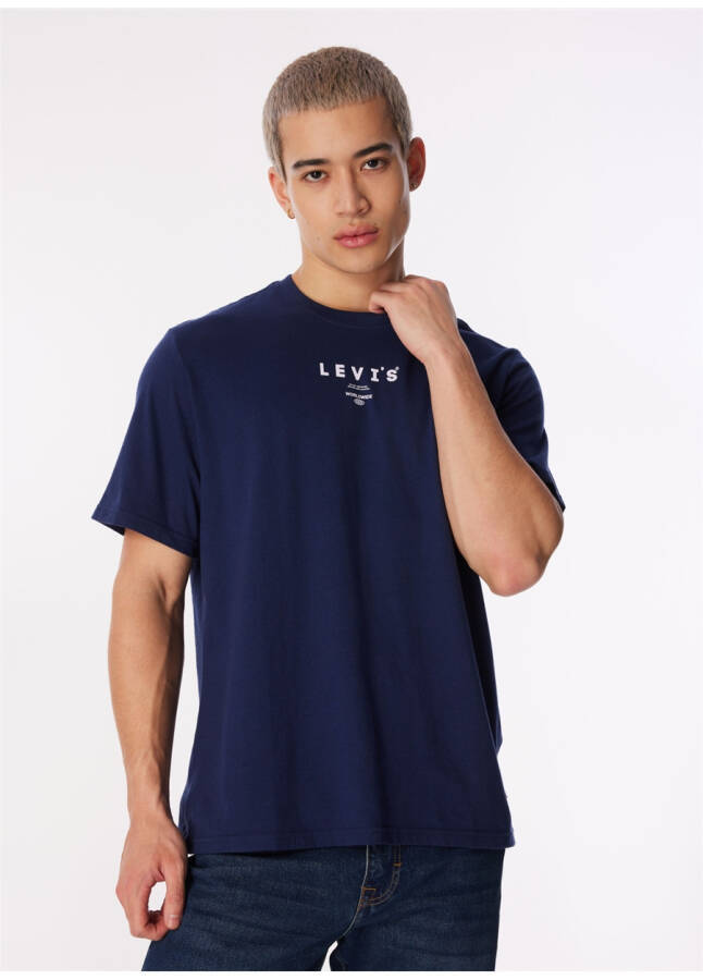 Levis Men's T-Shirt, Blue, Printed, Crew Neck - 9