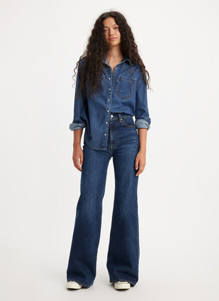 Levi's Ochqir Moviy Ayollar Denim Jinsi Shimlari RIBCAGE BELLS SONOMA TRAIN - 4