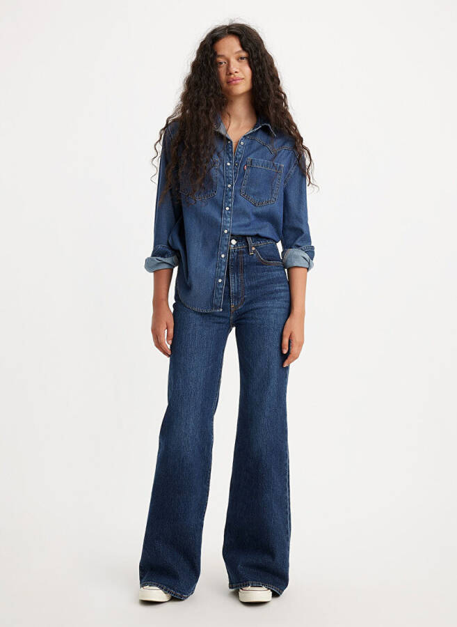 Levi's Ochqir Moviy Ayollar Denim Jinsi Shimlari RIBCAGE BELLS SONOMA TRAIN - 4