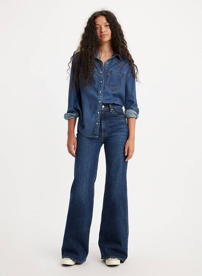 Levi's Ochqir Moviy Ayollar Denim Jinsi Shimlari RIBCAGE BELLS SONOMA TRAIN - 1