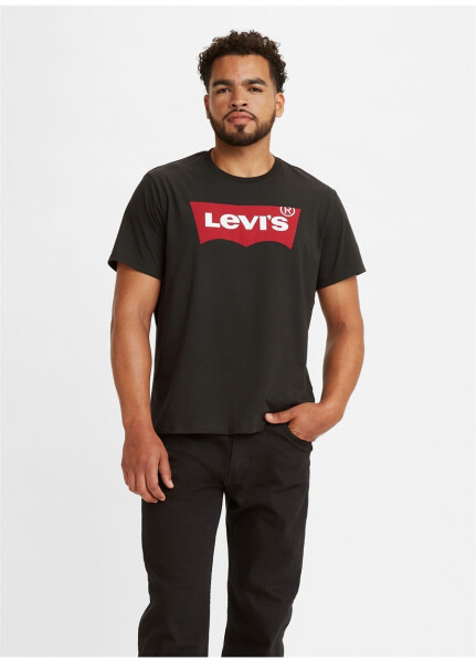 Levi's Qora Rangli Krujka Yaka Bosilgan Erkaklar T-Shirt - 4