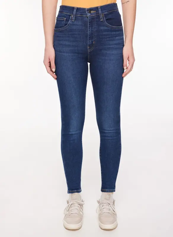 Levis Rome in Case Mile High Super Skinny Fit Тёмно-синие женские джинсы с высокой талией - 3