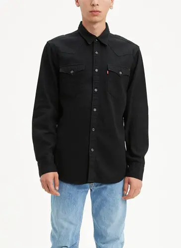 Levis Slim Fit Black Men's Shirt 85744-0002 BARSTOW WESTERN STANDARD - 4