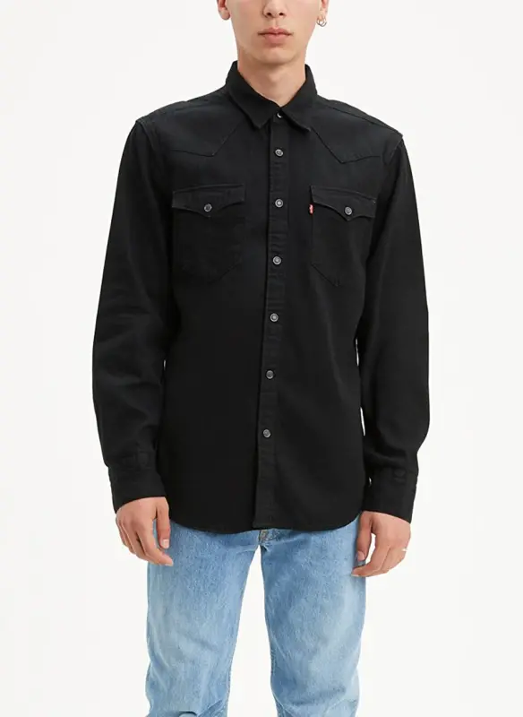 Levis Slim Fit Black Men's Shirt 85744-0002 BARSTOW WESTERN STANDARD - 4