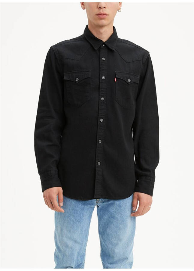 Levis Slim Fit Plain Black Men's Shirt 85744-0002 BARSTOW WESTERN STANDARD - 18