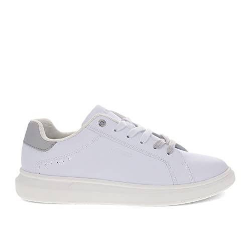 Levi's Womens Ellis Synthetic Leather Casual Lowtop Sneaker Shoe, White/Grey, 10 M - 6