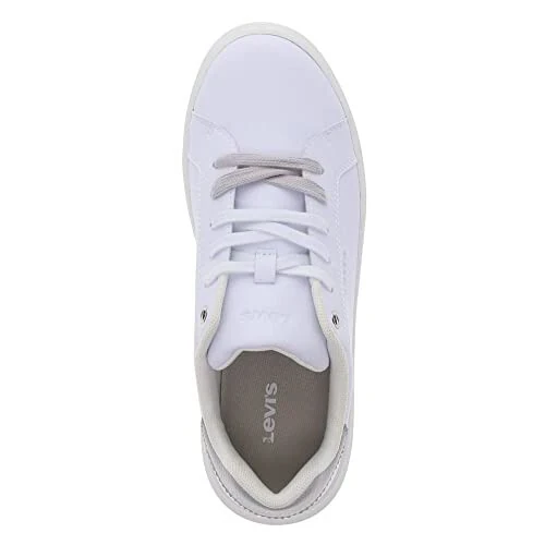 Levi's Womens Ellis Synthetic Leather Casual Lowtop Sneaker Shoe, White/Grey, 10 M - MODAZONE (1)