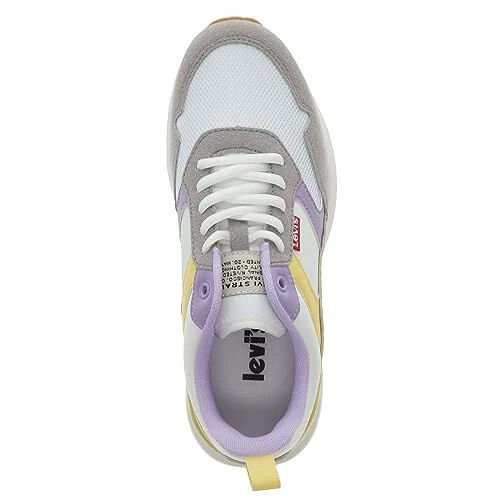 Levi's Women's Oats 2 Synthetic Leather Casual Trainer Sneaker Shoe, White/Lilac/Sunlight - MODAZONE (1)