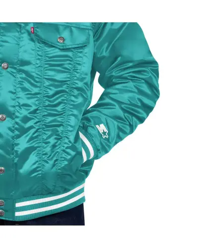 Levi’s x Starter Men's Aqua Miami Dolphins Silver Tab Trucker Full-Snap Jacket - Aqua - 2