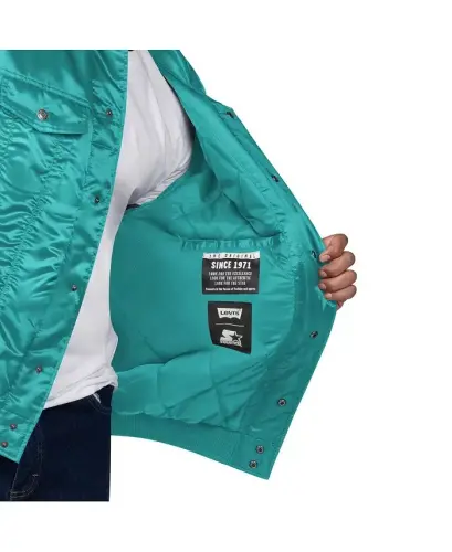Levi’s x Starter Men's Aqua Miami Dolphins Silver Tab Trucker Full-Snap Jacket-Aqua - 4