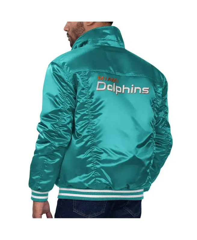 Levi’s x Starter Men's Aqua Miami Dolphins Silver Tab Trucker Full-Snap Jacket-Aqua - 3