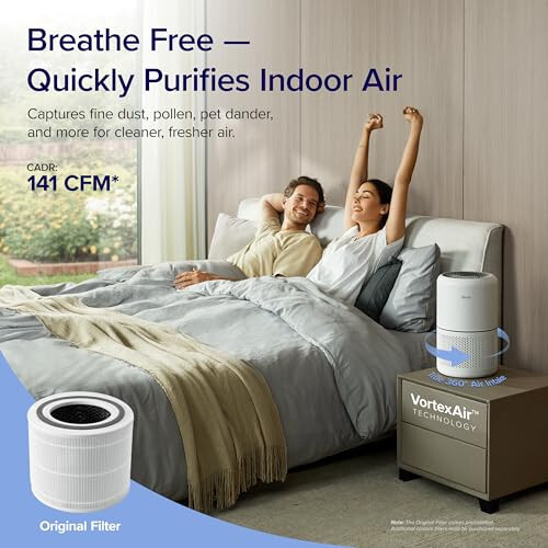 LEVOIT Air Purifier for Home Allergies Pets Hair in Bedroom, Covers Up to 1095 ft² by 45W High Torque Motor, 3-in-1 Filter with HEPA sleep mode, Remove Dust Smoke Pollutants Odor, Core300-P, White - 37